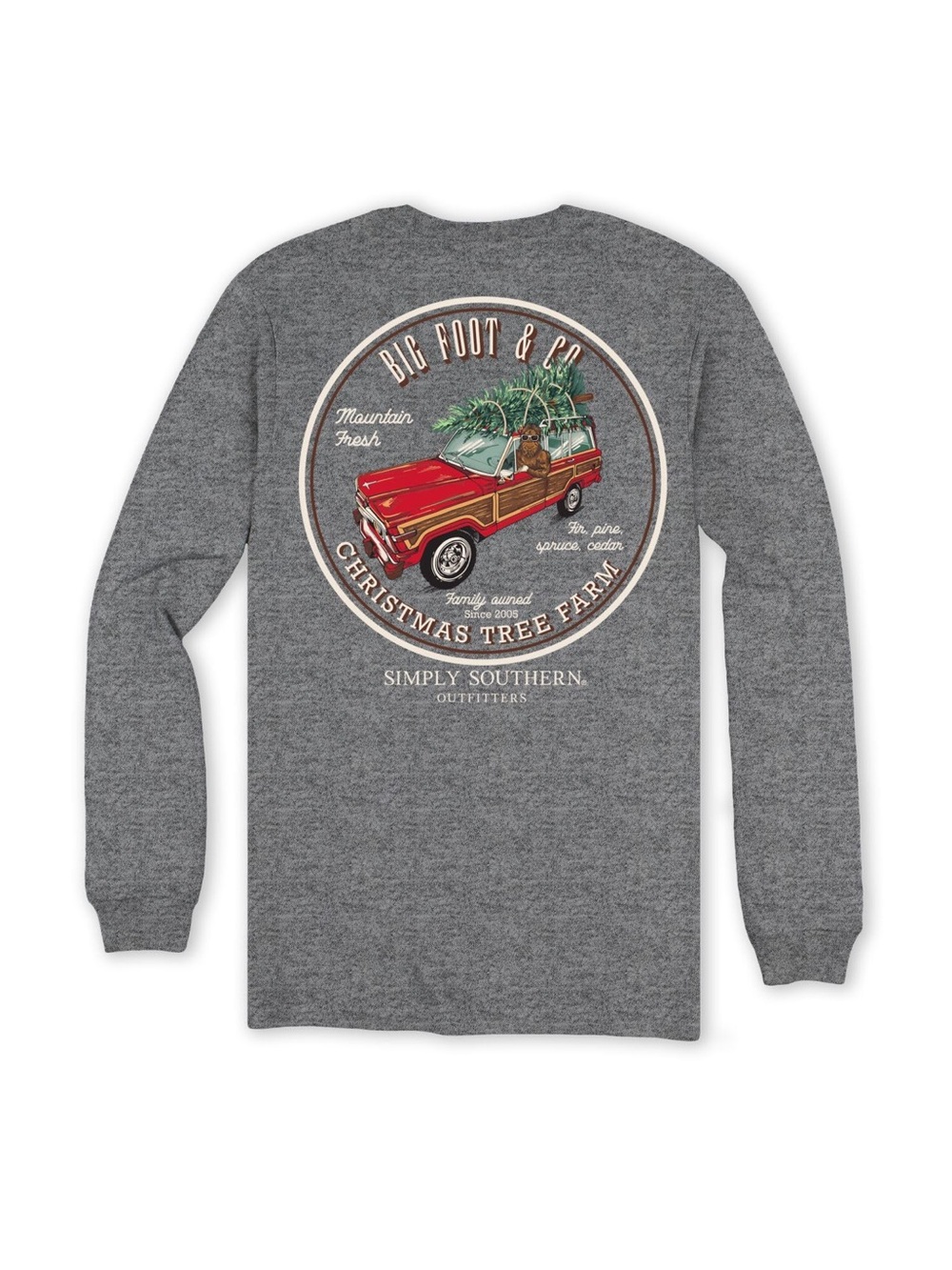 Simply Southern Big Foot & Co Christmas Tree Farm Graphic Long Sleeve Youth S